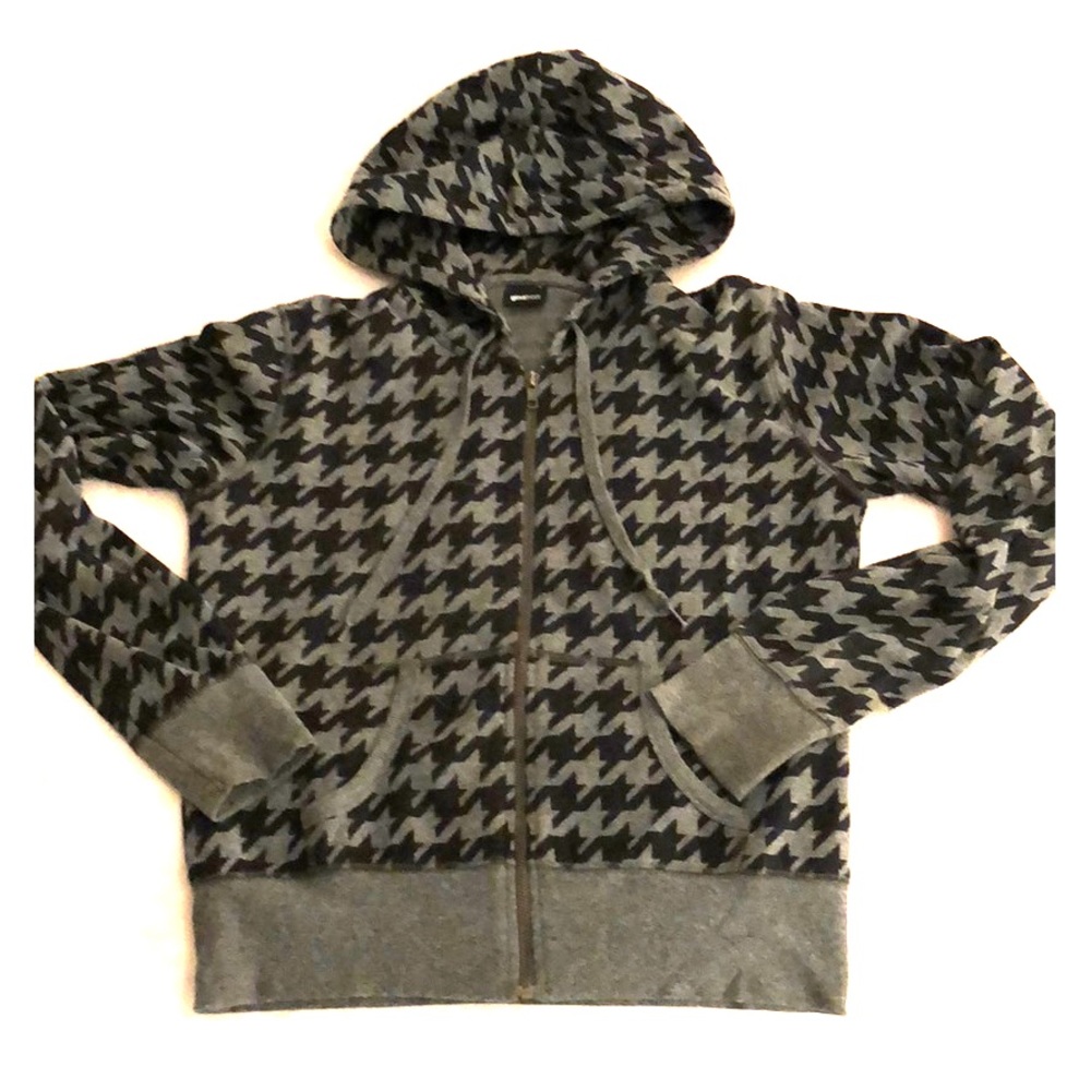 Ginatricot houndstooth cotton/poly sweater gr/blk